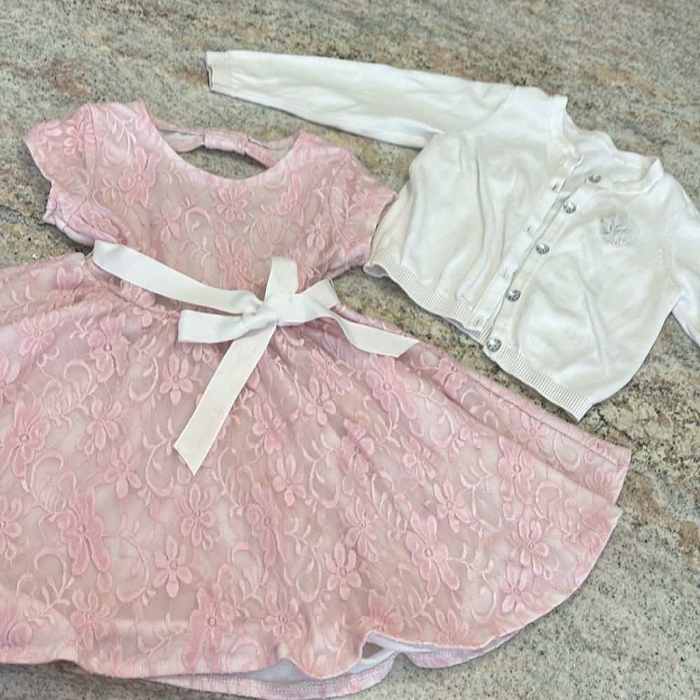 10/$30 Speechless Lace Dress with Bling Heart Button Sweater